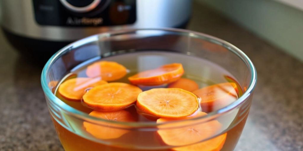 Soaking sweet potatoes in water