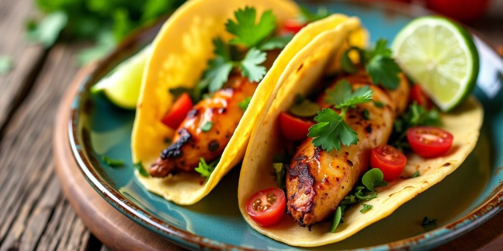 Chicken tacos with cilantro and lime