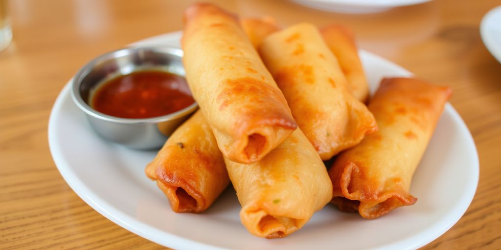 Crispy egg rolls with dipping sauce